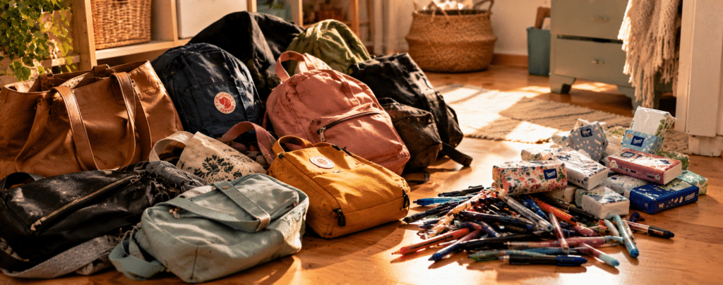 ablenkung-perfektionismus-aufraeumen-adhs-Taschen